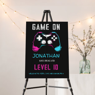 Video Game Level up Gamer Birthday Photo Foam Board