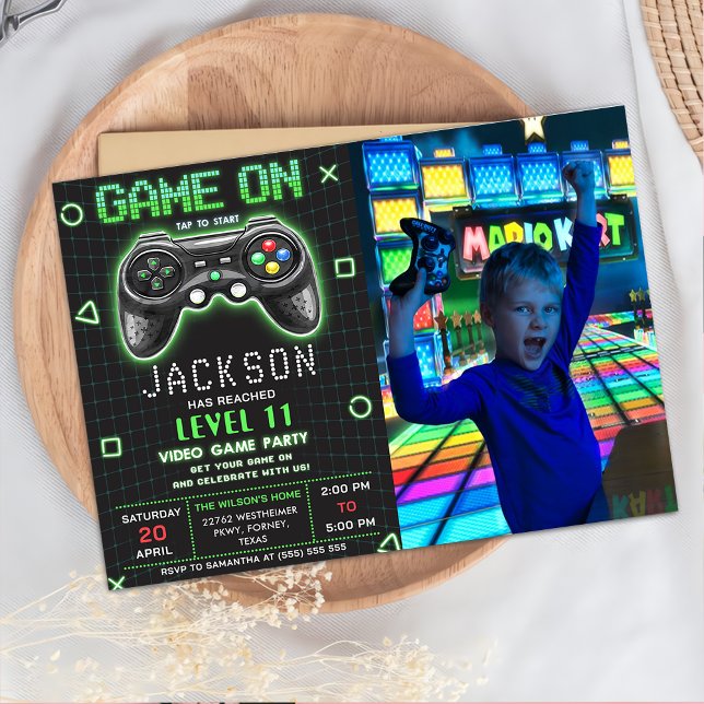 Video Game Level up Gamer Birthday Photo Invitation (Creator Uploaded)