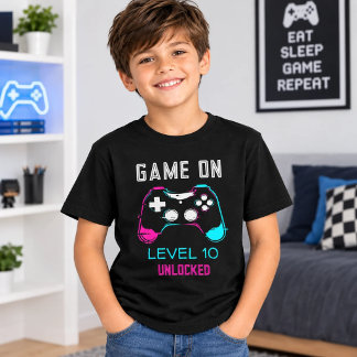 Video Game Level up Gamer Birthday Photo kids T-Shirt