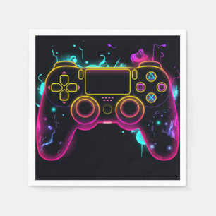 Video Game Level up Gamer Neon Birthday Napkins