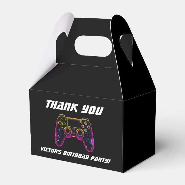 Video Game Level up Gamer Neon Favor Boxes (Front Side)