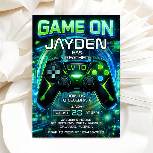 Video Game Level up Gaming Birthday Invitation