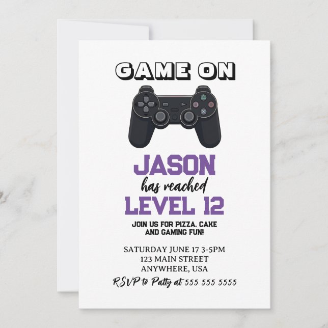 Video Game Level up Minimalist Birthday Invitation (Front)