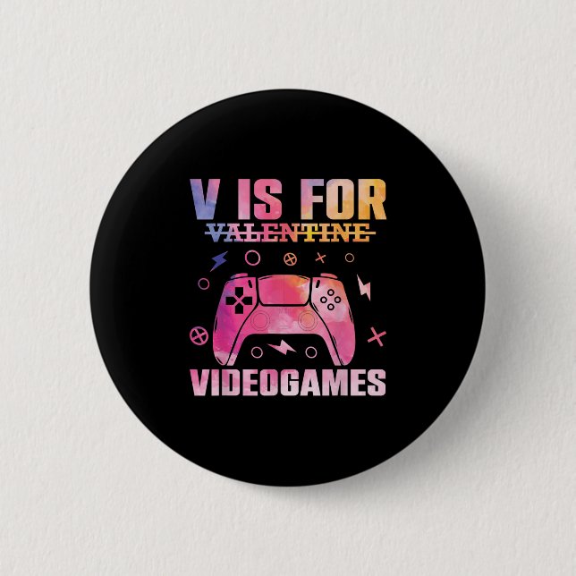 Video Game Lover Quote Gamer Pun Graphic Text Desi Button (Front)