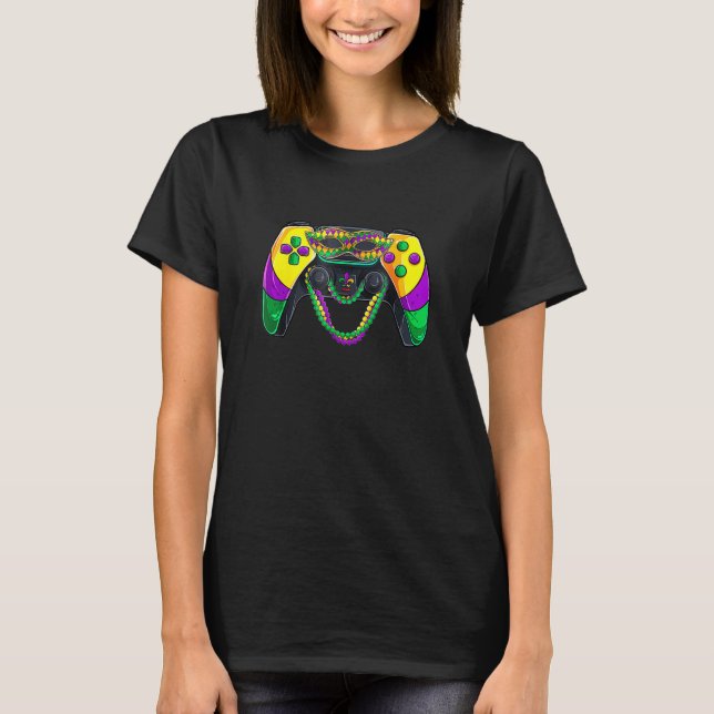 Video Game Mask Beads Kids Mardi Gras Gamer Boys M T-Shirt (Front)