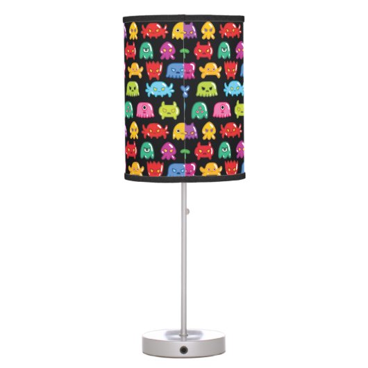 Video Game Monsters Geek Nerd Gamer Pattern Table Lamp (Back)