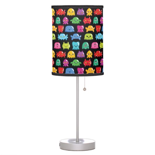 Video Game Monsters Geek Nerd Gamer Pattern Table Lamp (Left)