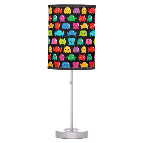 Video Game Monsters Geek Nerd Gamer Pattern Table Lamp