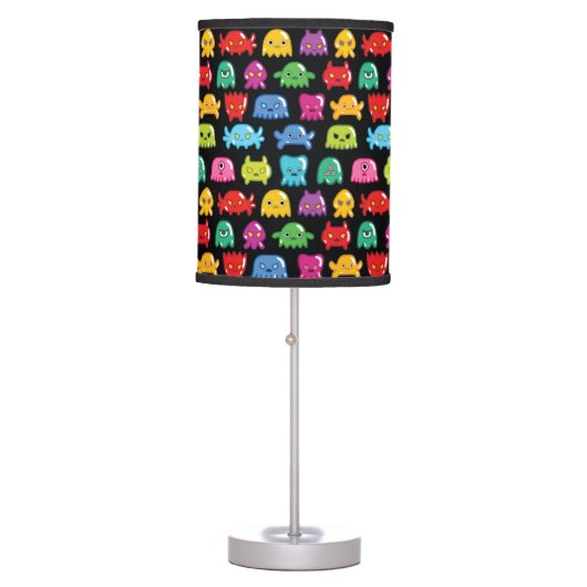 Video Game Monsters Geek Nerd Gamer Pattern Table Lamp (Front)