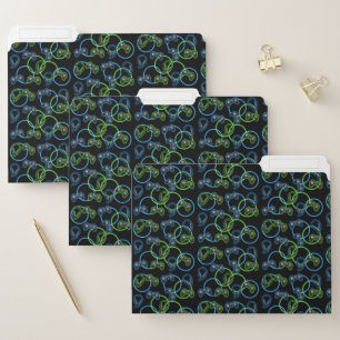 Video Game Neon Blue & Green Pattern File Folder