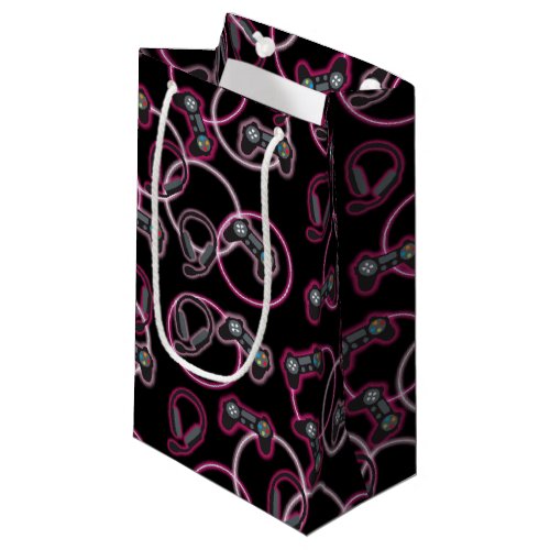 Video Game Neon Pink Girls Pattern  Small Gift Bag