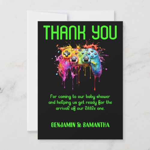 Video Game Neutral Baby Shower Thank You Card