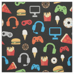 Video Game Party Kids Gamer Snacks Pattern Fabric