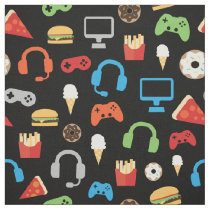 Video Game Party Kids Gamer Snacks Pattern Fabric