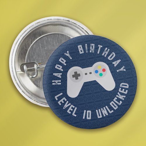 Video Game Party Level Unlocked Personalized Button