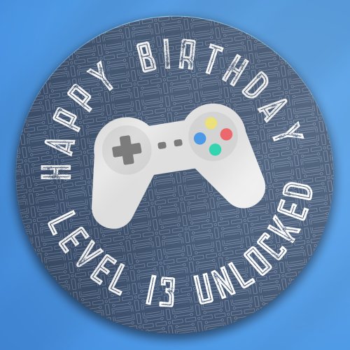 Video Game Party Level Unlocked Personalized Classic Round Sticker