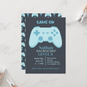 Video Game Party Level Up Gaming 8th Boy Birthday  Invitation