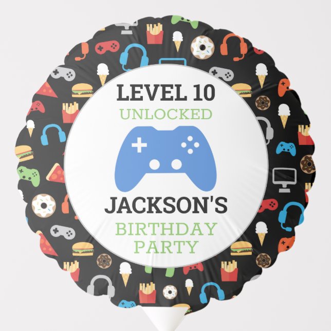 Video Game Party Level Up Kids Birthday Gamer Balloon (Front)