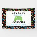 Video Game Party Level Up Kids Birthday Gamer Banner