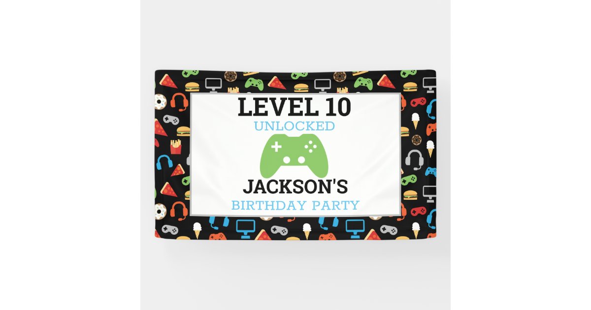 Video Game Party Level Up Kids Birthday Gamer Banner Zazzle Com Video Game Party Level Up Kids Birthday Gamer Banner Zazzle Com