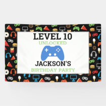 Video Game Party Level Up Kids Birthday Gamer Banner