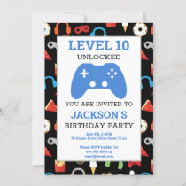 Video Game Party Level Up Kids Birthday Gamer Invitation
