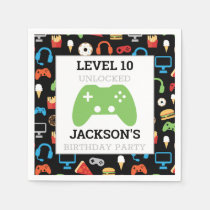 Video Game Party Level Up Kids Birthday Gamer Napkins