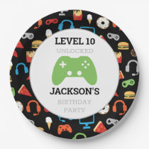 Video Game Party Level Up Kids Birthday Gamer Paper Plates
