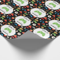 Video Game Party Level Up Kids Birthday Gamer Wrapping Paper