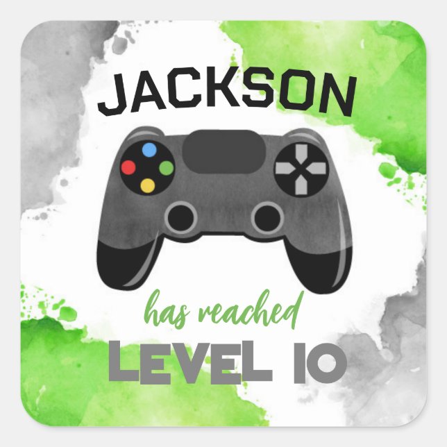 Video Game Party On Level Up Favor Stickers Labels (Front)
