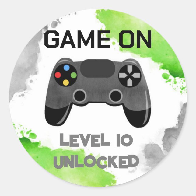 Video Game Party On Level Up Favor Stickers Labels (Front)