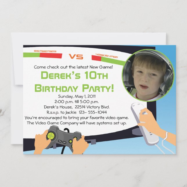 Video Game Party - Personalized Invitations (Front)