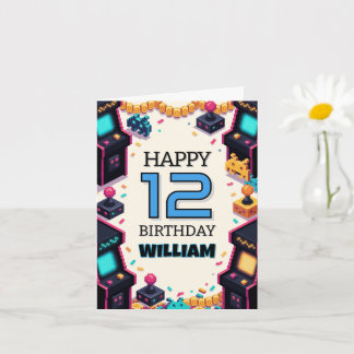 Video Game Pixel Art Gamer Birthday Card