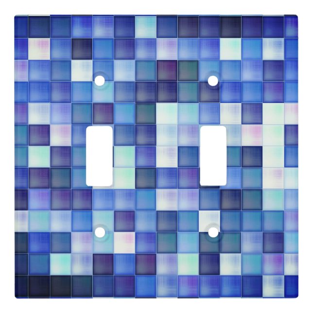 Video Game Pixels Blue Square Pattern Light Switch Cover (Front)