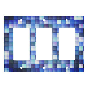 Video Game Pixels Blue Square Pattern Light Switch Cover
