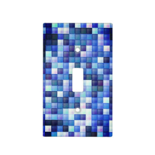 Video Game Pixels Blue Square Pattern Light Switch Cover