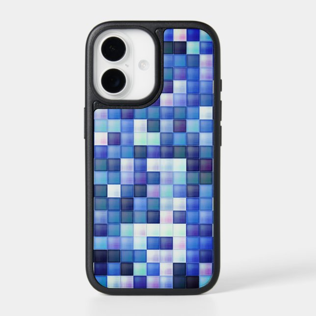 Video Game Pixels Blue Square Pattern Otterbox iPhone Case (Back)
