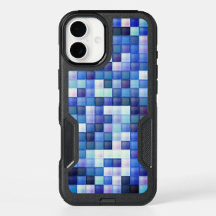 Video Game Pixels Blue Square Pattern iPhone 16 Plus Case