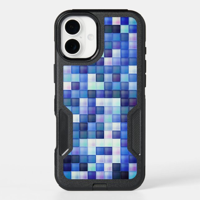 Video Game Pixels Blue Square Pattern Otterbox iPhone Case (Back)