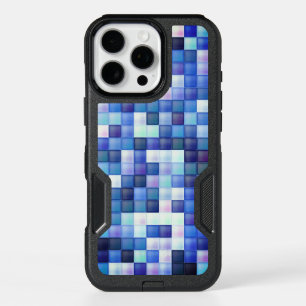 Video Game Pixels Blue Square Pattern iPhone 16 Pro Max Case