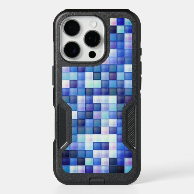 Video Game Pixels Blue Square Pattern Otterbox iPhone Case (Back)