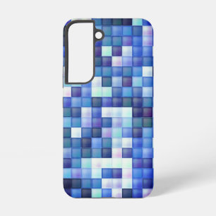 Video Game Pixels Blue Square Pattern Samsung Galaxy S22 Case