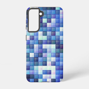 Video Game Pixels Blue Square Pattern Samsung Galaxy S21 Case
