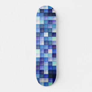 Video Game Pixels Blue Square Pattern Skateboard