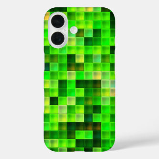 Video Game Pixels Green Square Pattern iPhone 16 Case