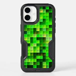 Video Game Pixels Green Square Pattern iPhone 16 Plus Case