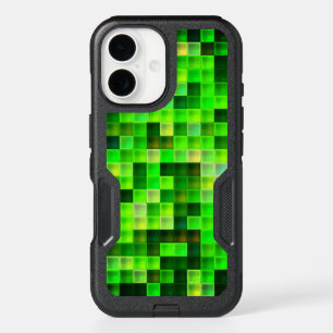 Video Game Pixels Green Square Pattern iPhone 16 Case