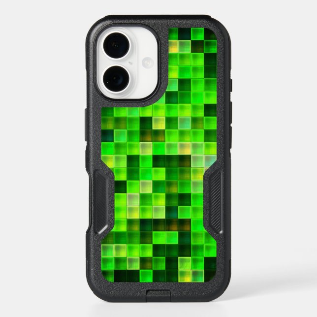 Video Game Pixels Green Square Pattern Otterbox iPhone Case (Back)