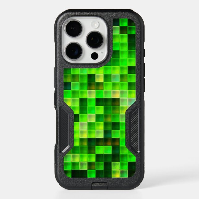 Video Game Pixels Green Square Pattern Otterbox iPhone Case (Back)