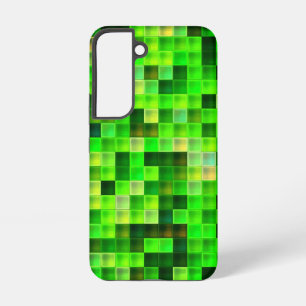 Video Game Pixels Green Square Pattern Samsung Galaxy S22 Case